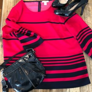 Saint Tropez West red and navy striped top
